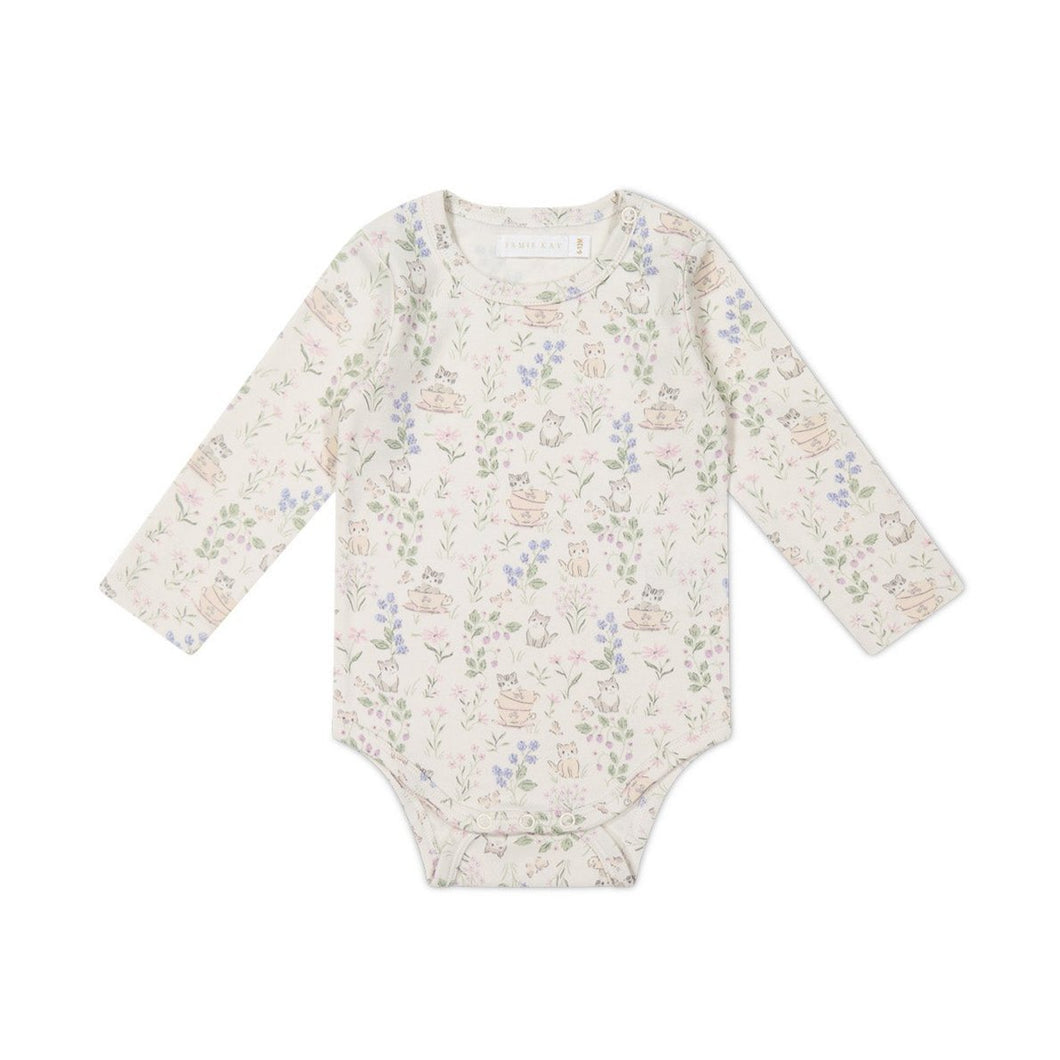 Organic Cotton Long Sleeve Bodysuit - Moons Garden Lavender