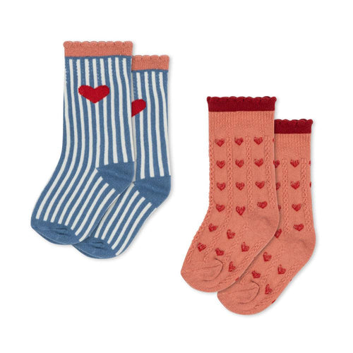 2 pack jaquard socks - heart mix