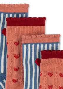 2 pack jaquard socks - heart mix