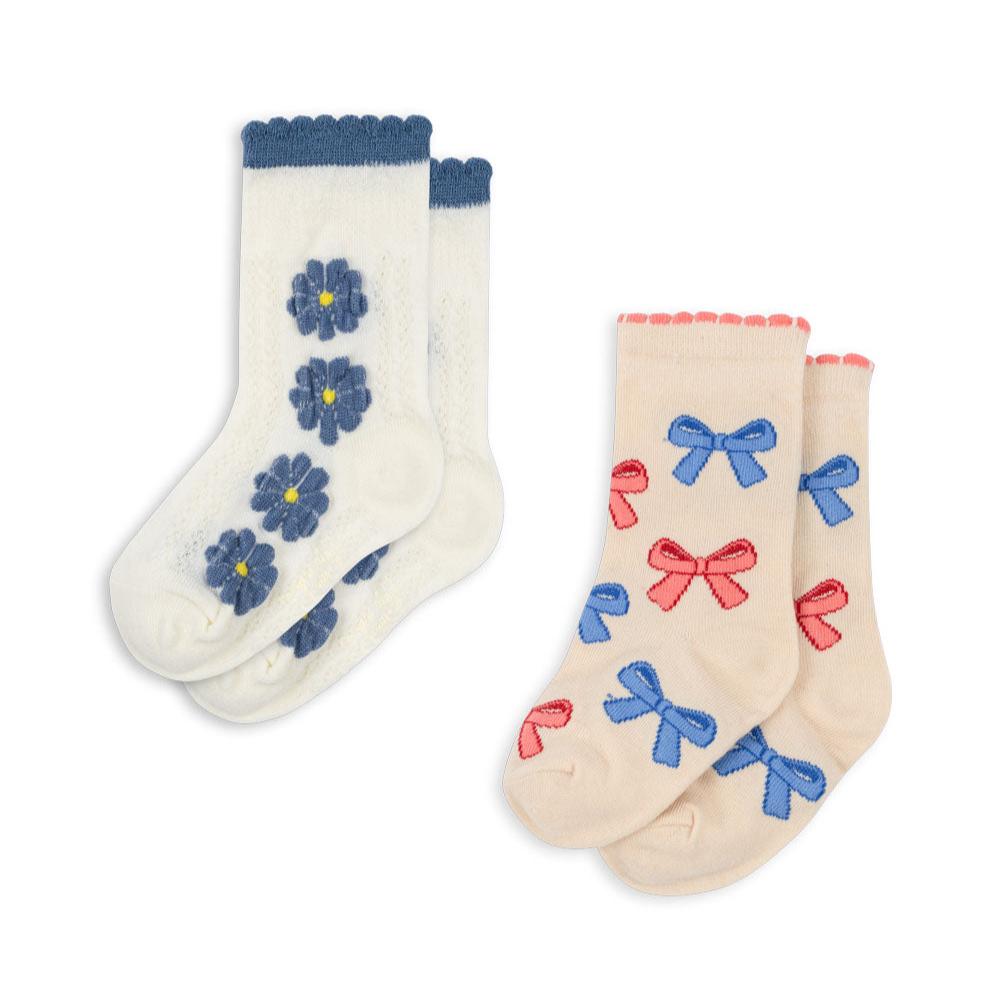 2 pack jaquard socks - bow mix