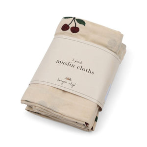 3 pack muslin cloth gots - ma grande cerise