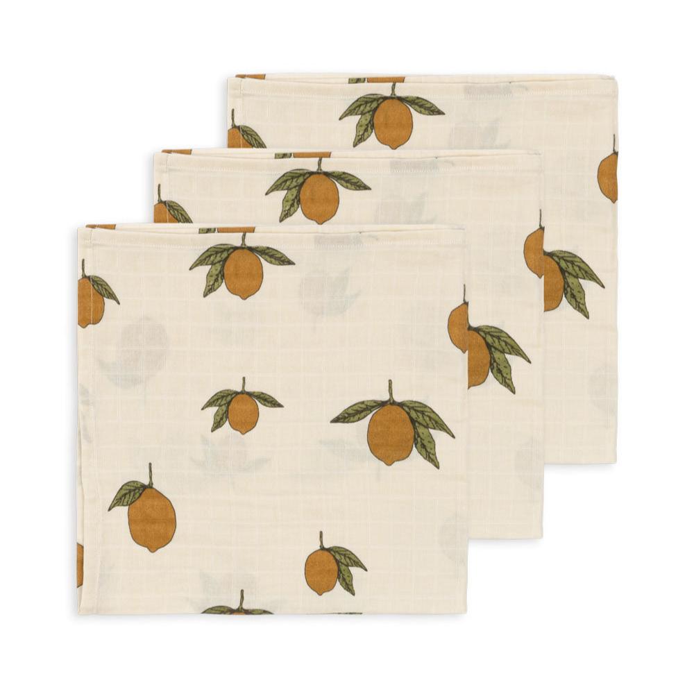 3 pack muslin cloth gots - mon grand citron