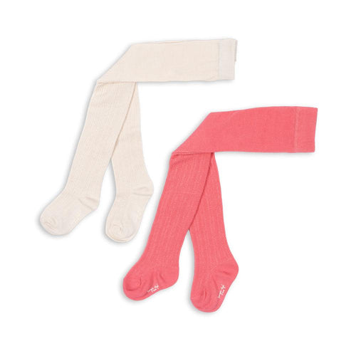 2 pack pointelle tights - beige/rose