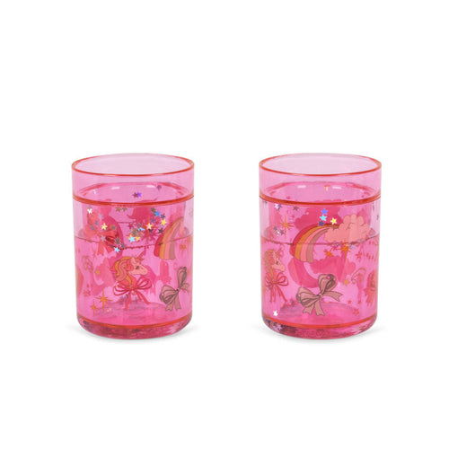 2 pack glitter cups - rainbow bow