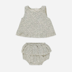 Ruffled Tulip Top + Bloomer Set || Green Garden