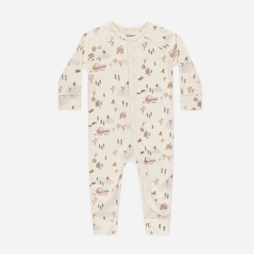 Organic Long John Pajamas || Winter Town