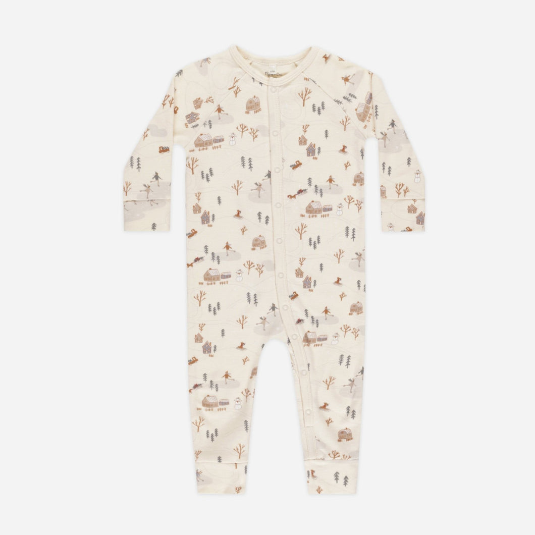 Organic Long John Pajamas || Winter Town