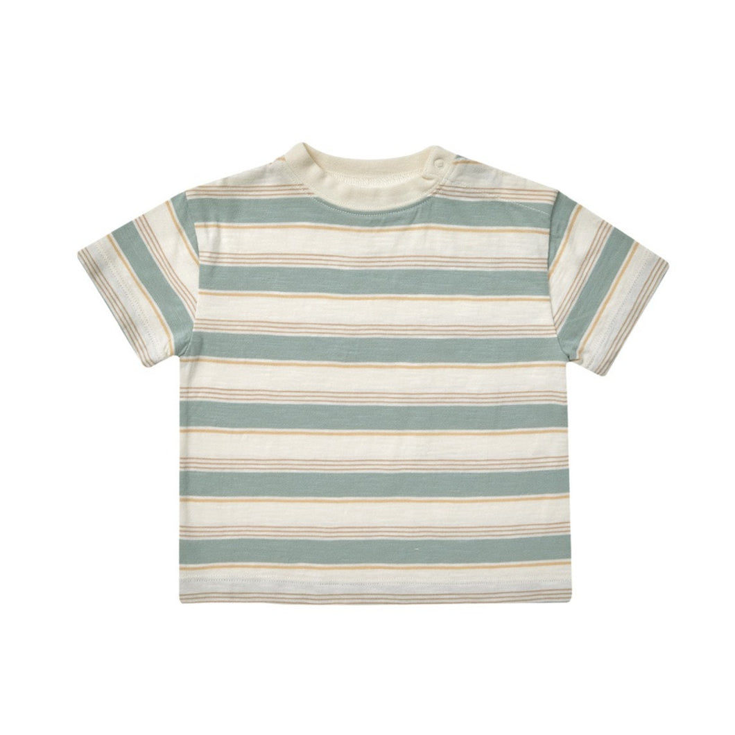 Relaxed Tee || Aqua Stripe