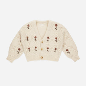 Boxy Cardigan || Winter Floral Embroidery