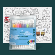 將圖片載入圖庫檢視器 Toot Toot Honk Classic Colouring &amp; Doodle Mat