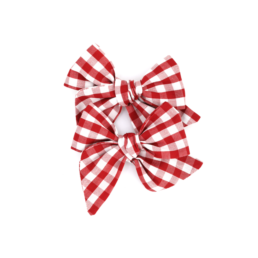 PINWHEEL PIGTAIL SET // CHRISTMAS GINGHAM