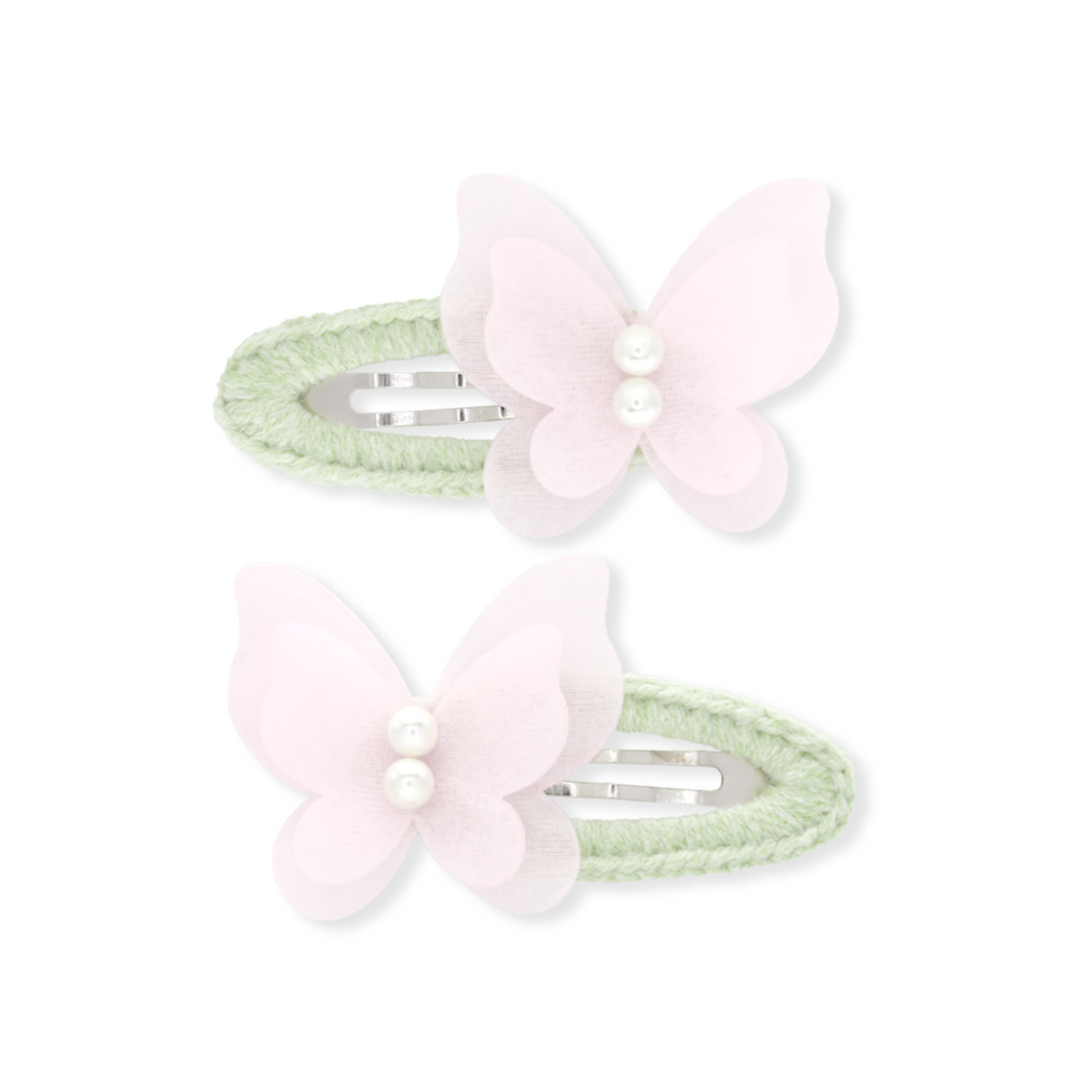 BUTTERFLY SNAP CLIP // PISTACHIO - FAIRY PINK