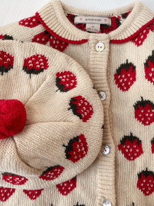 belou knit collar cardigan - strawberry