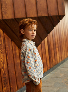 BABY BOYS FOX GRID PRINT SHIRT