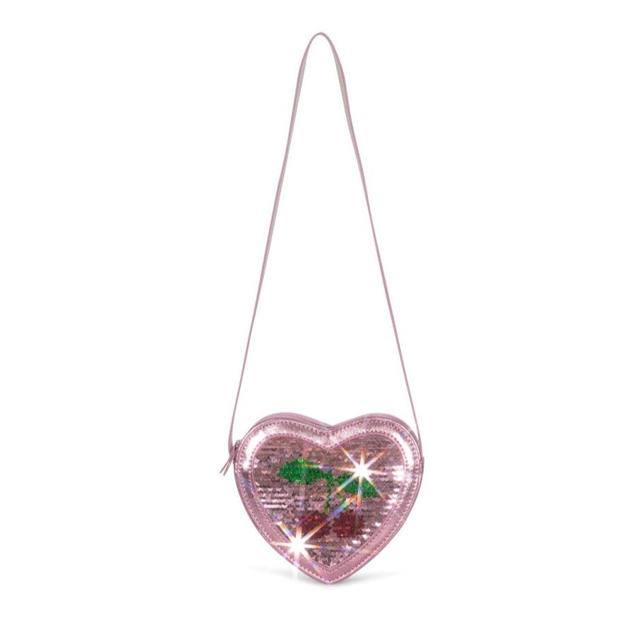 tut heart sequin bag - rose