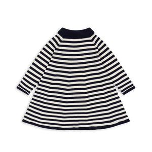 venton knit dress gots - navy stripe