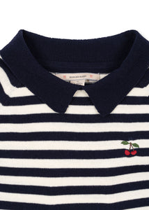 venton knit dress gots - navy stripe