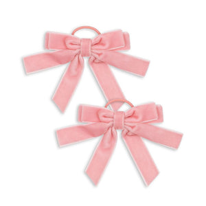 2 pack velvet double bow ela  - peony pink