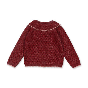 holiday knit cardigan - red dahlia