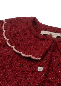 holiday knit cardigan - red dahlia