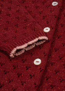 holiday knit cardigan - red dahlia