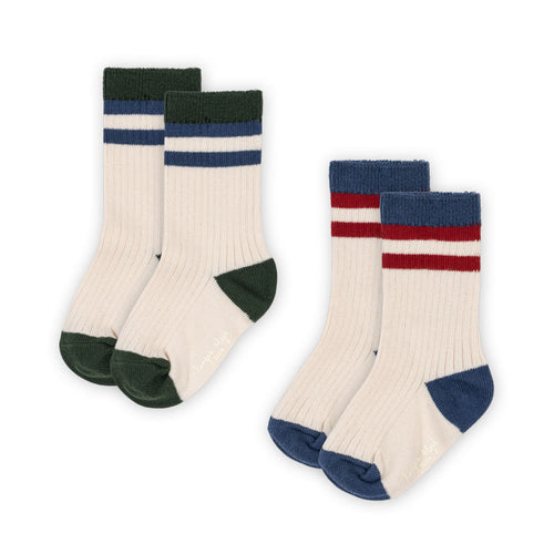 2 pack rib socks - multi stripe