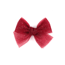 Load image into Gallery viewer, MINI TULLE BOW // CHRISTMAS GLITTER - RED