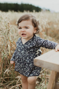 Organic Cotton Wrap Top - Blueberry Floral