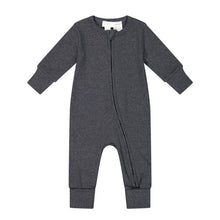 將圖片載入圖庫檢視器 Organic Cotton Fine Rib Gracelyn Onesie - Onyx Marle