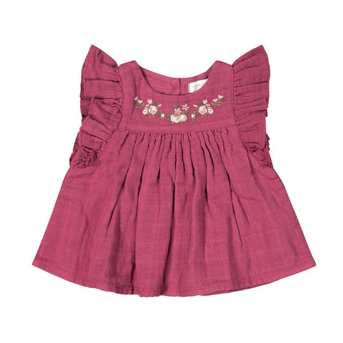 Organic Cotton Muslin Eleanor Top - Raspberry Pink