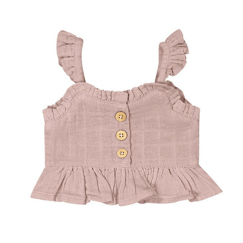 Organic Cotton Muslin Gemima Top - Mauve Shadow