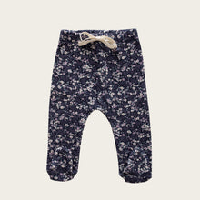 Load image into Gallery viewer, Organic Cotton Footed Pant - Blueberry Floral