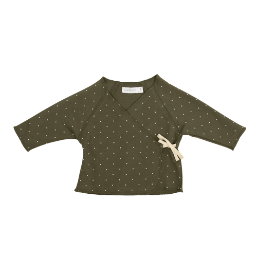 Organic Cotton Wrap Top - Tiny Dots Olive