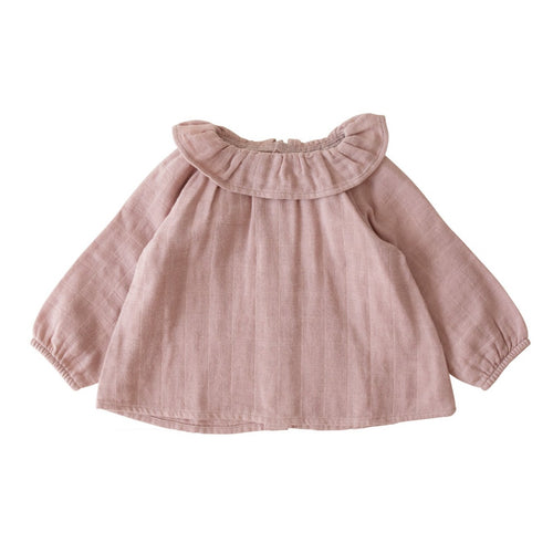 Organic Cotton Muslin Long Sleeve Top - Ash Pink