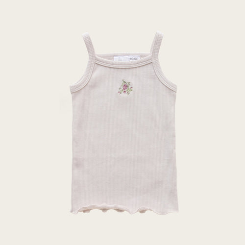 Organic Cotton Rib Singlet - Peony