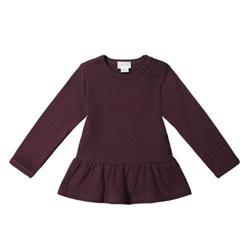 Organic Cotton Fine Rib Elsa Top - Sugar Plum