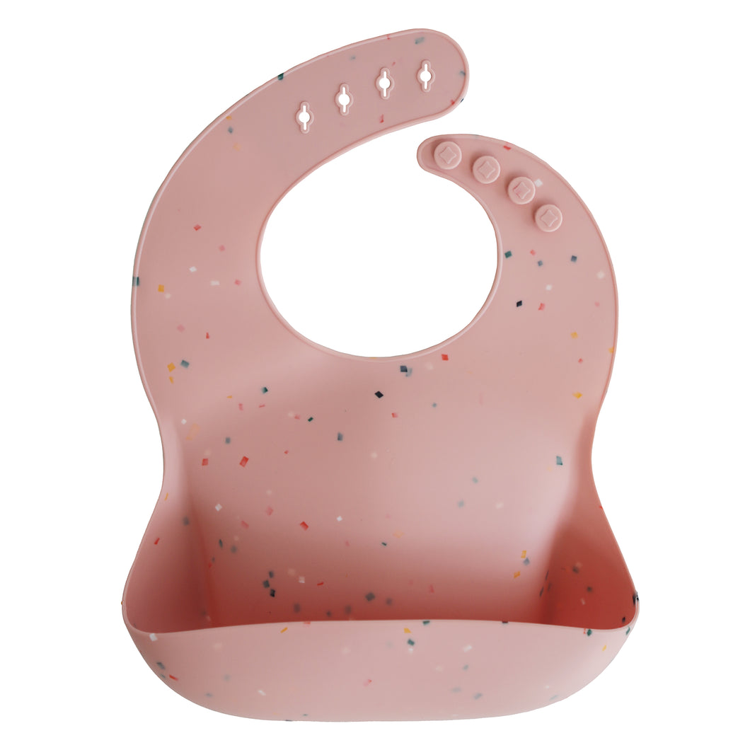 Silicone Baby Bib (Powder Pink Confetti)